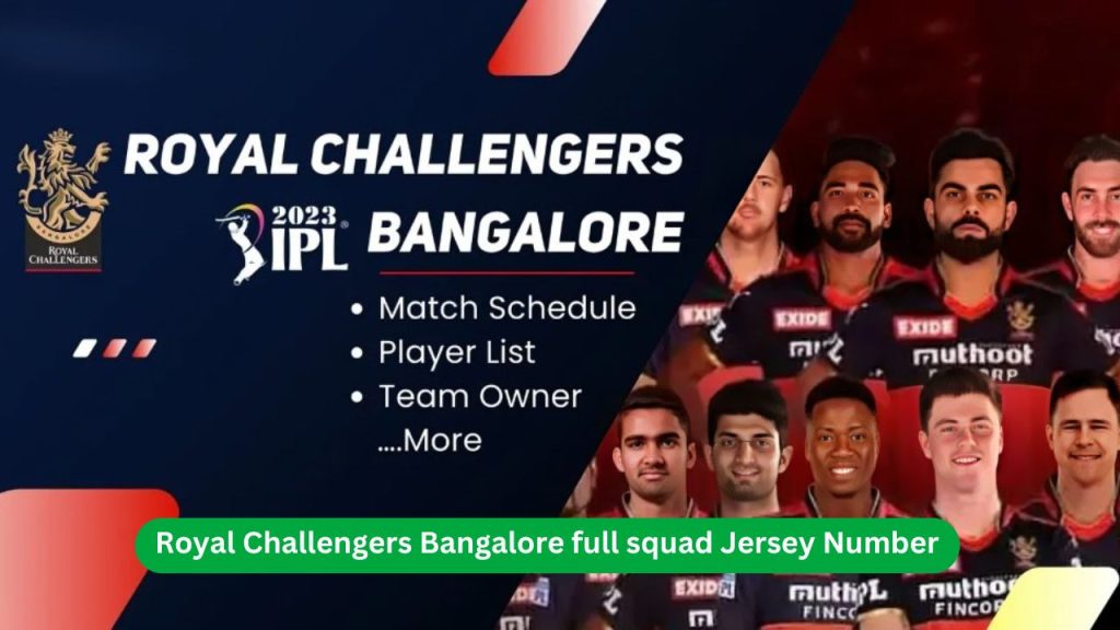 Royal Challengers Bangalore full squad Jersey Number